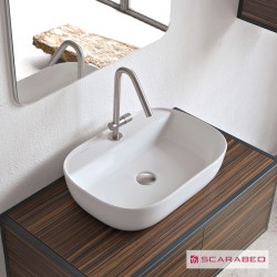 Επικαθήμενος Νιπτήρας Μπάνιου Πορσελάνης Scarabeo Glam 56x38cm με Οπή για Βρύση 1802-301 White Matt